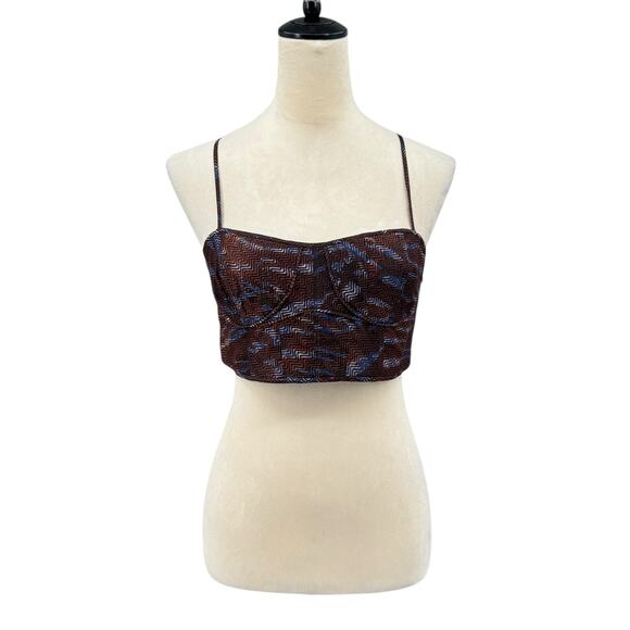 Ulla Johnson NWT Dalaney Bralette Tiger Dark Print Strappy Corset Crop Top - Picture 9 of 14